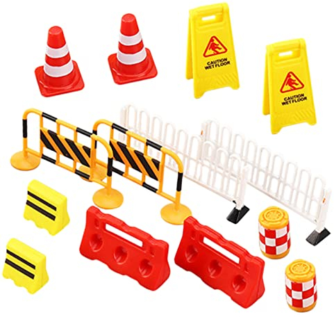 Hohopeti 14 Stücke Teiliges Verkehrsspielzeug für Kinder Verkehrshütchen und Verkehrsschilder Lernspielzeug für Jungen und Dchen