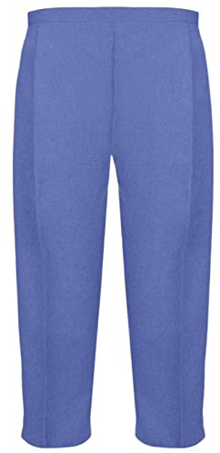 MyShoeStore Ladies Womens 3/4 Three Quarter Half Elasticated Trouser Plain Capri Cropped Stretch Trousers Plain ¾ Length Pants Summer Shorts Plus Big Sizes 10 to 24 (Cationic 3/4 Denim Blue, 18)