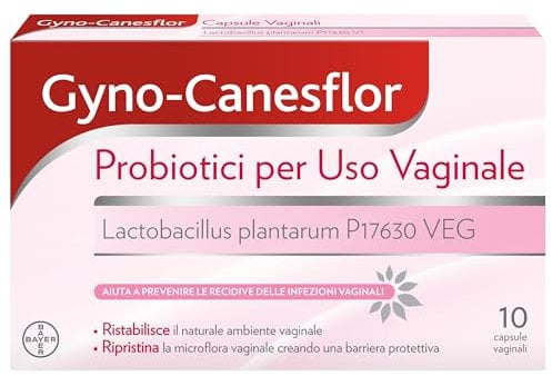 Gyno-Canesflor Probiotico Vaginale, Previene le Recidive di Candida Vaginosi Batterica e Infezioni Intime, Probiotici per Flora Vaginale 10 Capsule Vaginali