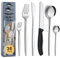 BEWOS 36 piezas cubiertos con cuchillos de carne, cubiertos para 6, apto para lavavajillas cubiertos para restaurantes en casa, de acero inoxidable de calidad alimentaria