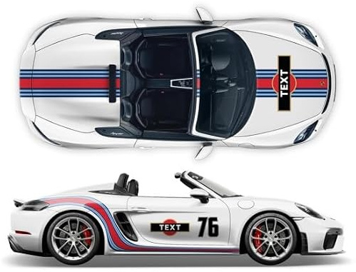 Fahrrad-Aufkleber/Aufkleber-Set mit gebogenen Streifen, Martini, kompatibel mit Porsche Spyder (2014–2019, Martini Regular)