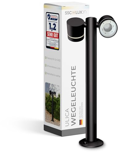 SSC-LUXon ULICA lampe extérieure sur pied double spot GX53 orientable IP54 | Résistant aux intempéries selon la norme IP, robuste et durable, idéal pour l'entrée, la terrasse et les allées.