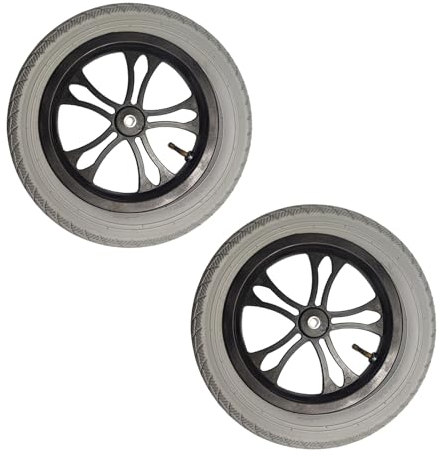 30,5 cm Ersatz-Rollstuhl-Hinterräder, 310 x 50-203, aufblasbarer Gummireifen mit 12 mm Kugellager für die meisten elektrischen Rollstühle (1 Paar)