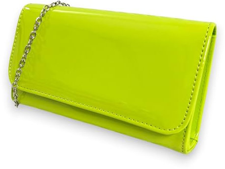 fi9® Clutch-Handtasche für Damen, einfarbig, für Hochzeit, Party, Abschlussball, Abend, neon green, medium