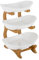 Fyssnn Frutero de 3 pisos con soporte de madera de bambú, 3 niveles, con soporte, adecuado para almacenar frutas, dulces, postres, etc. (blanco)
