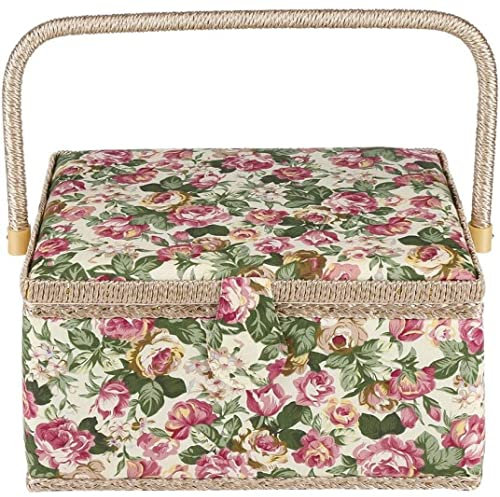 Extra Large Nähenkiste, Vintage -Nähkorb, Nähmaschinenbag -Kit -Nähkasten Organisator für Nadeln, Gewinde, Maßband, Fingerhut und andere Nähversorgungslagerung