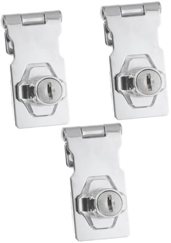 Gatuida 3 Pièces Cadenas Robuste Cadenas à Clé Serrure De Porte Avec Clé Serrure De Porte Robuste Serrure De Cave à Vin Fermoir De Porte Serrure De Porte Serrure D'armoire Le Fer Silver