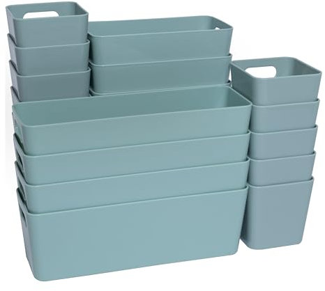 Hummelladen 13 Teile Organizer Set - 10 cm hoch - grün - Boxen in 3 Größen - Schubladeneinsatz passend für Schubladen von 40 x 60 cm
