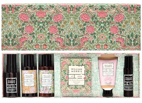 William Morris At Home Body Wash 50ml, Body Cream 30ml, Hair Mist 30ml, Bath Milk 50ml, Bath Salts 100g, Pulse Point 10ml, Beauty Gift For Her, Travel Size Moisturisers, Cruelty and Vegan Free