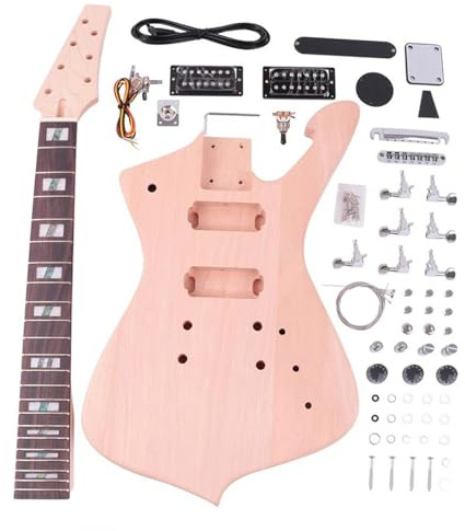 DIY Gitarrenbausatz 7 Saiter DIY E-Gitarren Kits Set Mahagoni Korpus Ahorn-Hals Palisander-Griffbrett Mit Sämtlicher Hardware