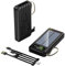 Power Bank Solar Inalámbrico de 50000mAh con Manivela y 4 Cables, Batería Externa Cargador Portátil con Lumière Flash, Soporte, Cuerda Colgante para Smartphones, Tabletas (Negro, 50000mah)