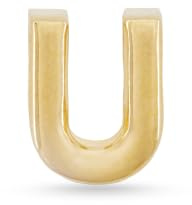 PANDORA Letter U Alphabet Mini Charm Sterling Silver 14K Gold Plated Compatible Moments, Size: 6.1 x 8.2 x 6.4mm 763967C00