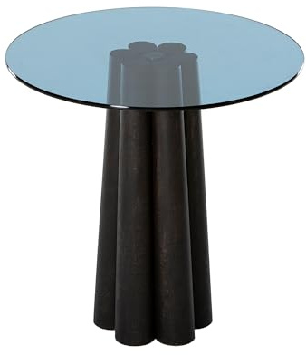 Hanah Home Modern Coffee Table, 50x50x50 cm, Black & Blue, 100% Tempered Glass & Beech Frame | Stylish & Functional Design, Perfect for Any Living Space