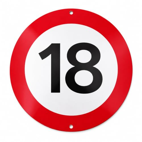 Wxeadu Cartello stradale con velocità massima 18 km all'ora, diametro 30 cm, velocità massima 18 km, segnale stradale in alluminio spesso 1 mm, adatto per decorazioni per feste di compleanno