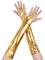 inlzdz Damen Glänzend Handschuhe Metallic Fingerlose Lange Handschuhe Wetlook Lederhandschuhe Tanz Party Clubwear Kostüm (16 Farben) Gold B One Size