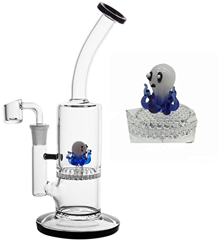 RORA Tierglas Bong Dab Rig Wasserpfeifen Bongs Dicke Waben Perc Pipe Bowl Quarz Banger Wachs Ölplattformen Berauschende Bongs (Blau)