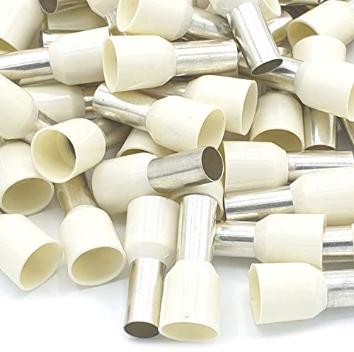 100pcs 16mm Insulated Ivory Single Cord End Terminal Crimp Bootlace Ferrules