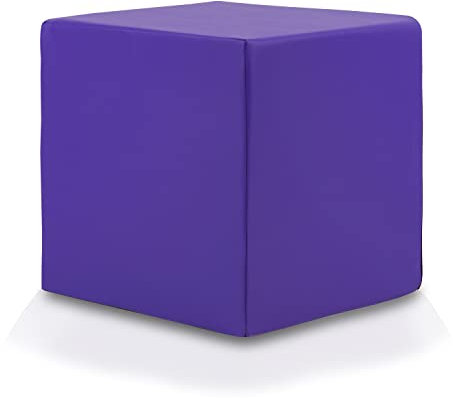 Ecopuf Cube - Sitzhocker Hocker Kunstleder Lederimitat Sitzbox Quader Würfel Pouf Ottomane Fußbank für's Wohnzimmer Wohneinrichtung 40x40x40 cm Faber Violett E7