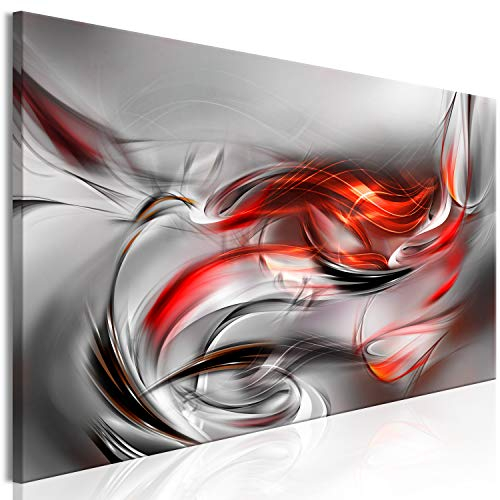 murando - Wandbilder XXL Abstrakt 120x40 cm 1 tlg - Wand Deko Vlies Leinwand Bilder Groß Wanddeko Wohnzimmer Schlafzimmer Kunstdrucke Panoramabild - Welle grau rot a-A-0706-b-a