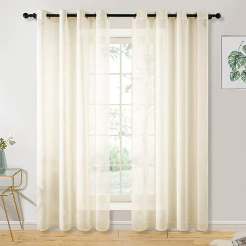 twoja pszczółka Tenda 145 x 250 cm, 2 pezzi o 2 parti, Ecru, Trasparente, Tenda pronta, Tende in voile, Tende trasparenti con occhielli, Soggiorno, Asilo nido, Camera da letto