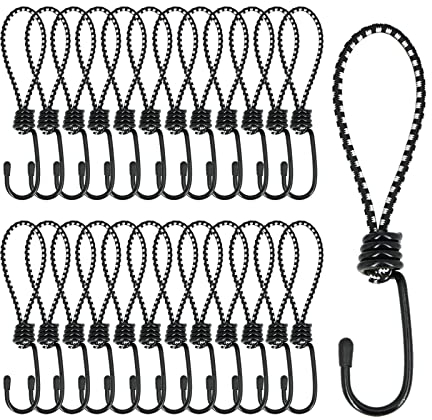 LOOGI Spanngummi mit Haken 25 Stück, 17cm Planenspanner mit Spiralhaken, Gummispanner Spannhaken Expanderhaken Expanderschlingen für Planen Zelt Netz Banner Trampolin