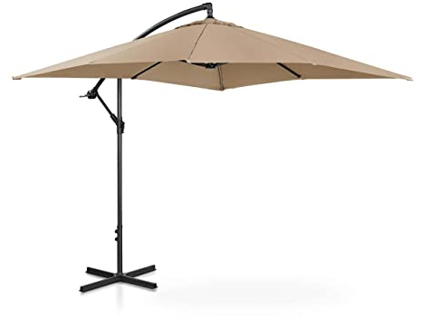 Uniprodo UNI-UMBRELLA-SQ250TA-N | Ampelschirm | Sonnenschirm | Taupe viereckig 250 x 250 cm neigbar | Gartenschirm | Terrassenschirm | Sonnenschutz für Balkon, Terrasse & Garten | Pendelschirm