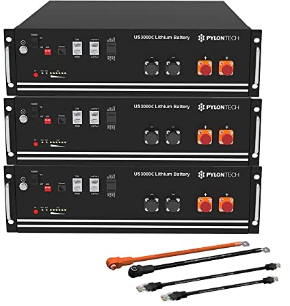 Pylontech 3X US3000C LiFePO4 Batterie 10,5kWh mit Wechselrichter-Anschlusskabelset