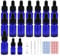 Episkey 15 Stück 10ml Pipettenflasche, Tropfflasche Blaue Glasflaschen Set inkl. 5ml mit schwarzer Pipettenkappe und Hilfszubehör für Ätherische Öle Parfüm DIY-Probenmischungen (Blau, 10ml)
