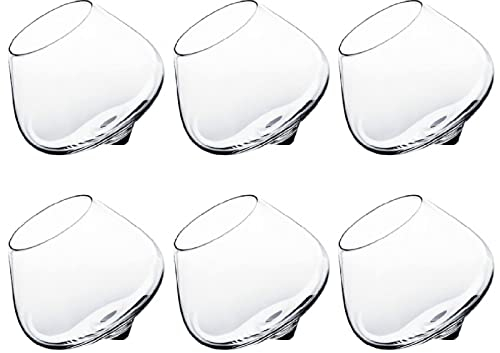Bicchieri Inclinati Whisky, Vintage Tumbler Bicchieri Rotanti, Bicchieri Vino Senza Stelo Personalizzare per Cocktail Liquore Rum Borgogna Brandy,6pcs