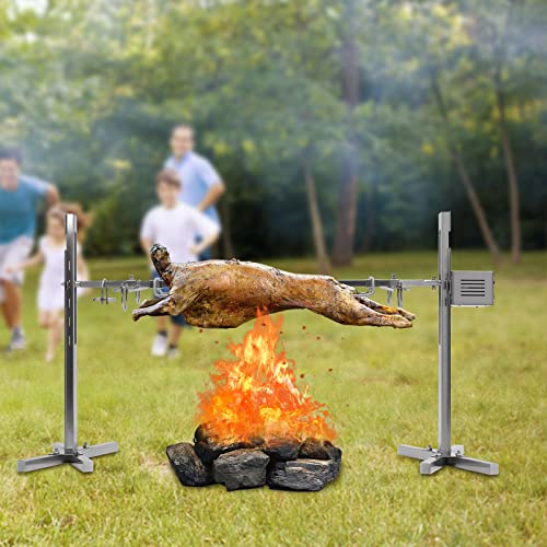 NadineDutol Pincho giratorio para barbacoa de acero inoxidable, pincho eléctrico universal para cochinillos con motor, 220 V