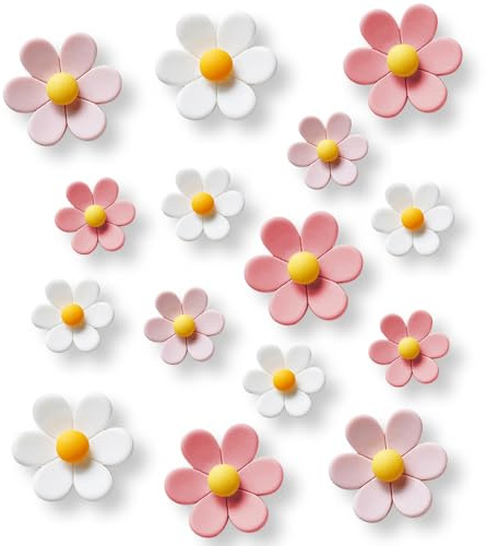 Blomma kylskåpsmagneter, rosa kylskåpsmagneter, söta whiteboard-magneter för flickor (24 st - rosa-blommor)