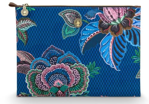 [A] Charly Cosmetic Flat Pouch Large Cece Fiore Blue 30x22x1cm