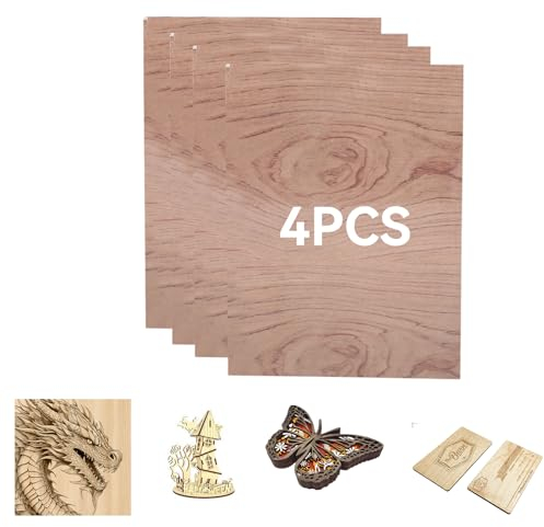Creatorally Madera Contrachapada 3mm, A4 Tablero de Contrachapado para Corte Laser, 4 Piezas Contrachapados sin Terminar para Grabado Láser, CNC, Pintura Modelo Bricolaje (Palosanto)