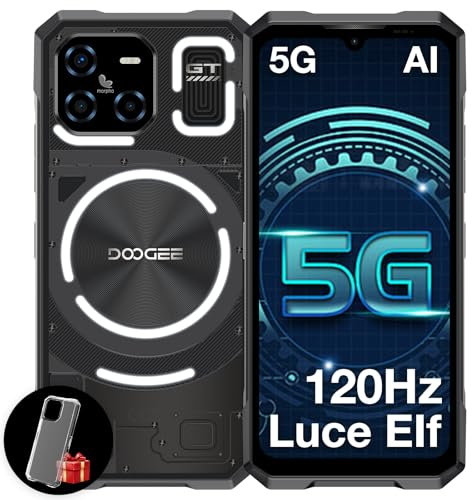 DOOGEE Blade GT 2025 Rugged Smartphone 5G, 32GB+256GB, LED Light Effect, 10.5mm Ultra-thin+260g, 6.72” FHD+120Hz, 5500mAh Telefono Indistruttibile, 48MP Rugged Telefoni, Android 14, WIFI6/NFC-Nero