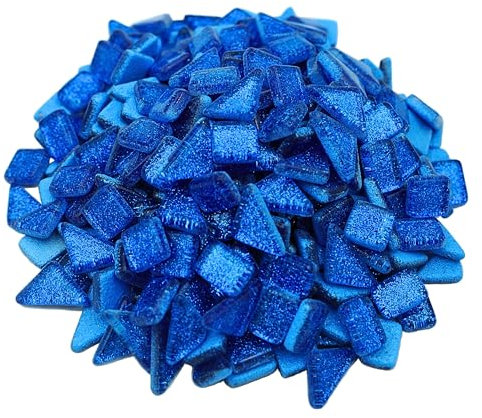 Yuvori Piastrelle per mosaico irregolari con cristalli glitterati, 0,5 kg, per bambini e adulti, stile moderno, colori vivaci, fai da te per bagno, soggiorno, cucina, balcone, blu