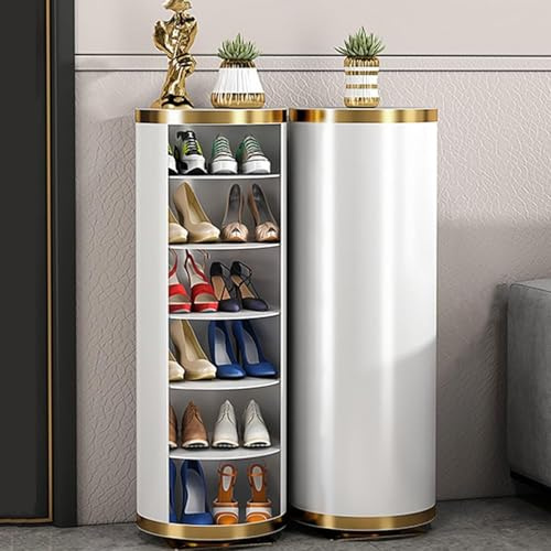 JTSMJQIE 360° Grad drehbarer Schuhschrank, Schuhregal für den Eingangsbereich, freistehender drehbarer Metallständer, vertikales Schuhregal für kleine Räume