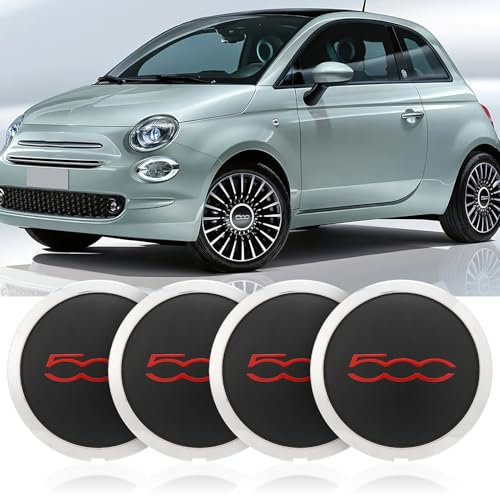 4 Stück FIAT 500 Radkappen - Radnabenabdeckung Aus Hochwertigem Abs, 68078419ac Radnabenkappen Facelift Upgrade Zubehör Ersatz Radkappen 500, Felgenabdeckung Für FIAT 500 zubehör 2012-2022 (B)