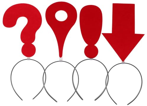 OATIPHO 4 Serre-Têtes Fantaisie Rouges, Accessoires de Déguisement | Flèche, Point d’Exclamation, Point d’Interrogation et Symbole de Localisation, pour Carnaval, Fêtes et Photos
