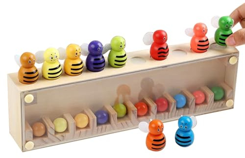 Wpsagek Kinder Zuordnungsspiel - Farben Lernen Spielzeug,Holzspielzeug Bienenform Früherziehung Vorschule Kindergarten Mädchen