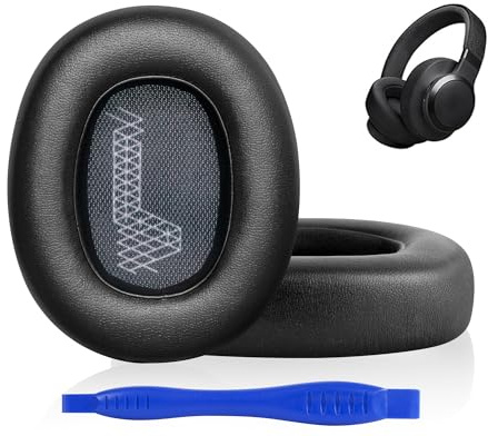 Link Dream Ohrpolster für JBL E65BTNC, Live (660NC/650BTNC/770NC) –Schwarz | Ersatz Ohrpolster für Live 660NC/E65BTNC/Live 650BTNC/Live 770NC/Duet NC Over-Ear-Kopfhörer mit Protein-Leder Memory-Schaum