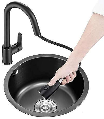 JHNKOJ Kitchen Corner Sink Single-Slot Stainless Steel Nano-Round Mini Under-Counter Basin Washbasin Suitable for Kitchen Dining Room,C