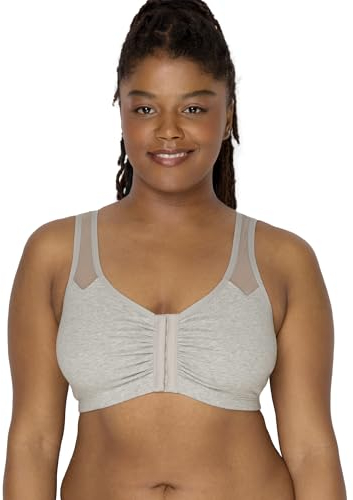 Fruit of the Loom Women's Comfort Front Close Sport Bra with Mesh Straps Bra, Heather Grey, 38