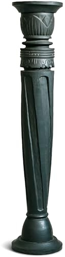 livasia gedrehte Deko Holzsäule 100cm – Antik-Look Podest, Blumensäule, Dekosäule aus Albiziaholz – Balinesische Handwerkskunst, Nachhaltig und Einzigartig (Schwarz)