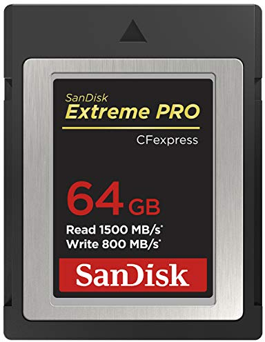 SanDisk Extreme PRO CFexpress memory card type B 64 GB (read speeds up to 1500 MB / s, for RAW 4K video, XQD compatibility, RescuePro Deluxe recovery software)