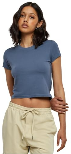 Urban Classics Damen Ladies Stretch Jersey Cropped Tee T-Shirt, vintageblue, S