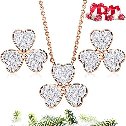 DYD Collier Titanesque, Collier Pendentif Femme avec Cristal Coeur, Bijoux Collier Femme Argent pour Cadeau Saint Valentin, Fête des Mères, Anniversaire (Lucky)