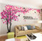 Stickers Muraux Arbre - Stickers 3D DIY Mural Autocollants Arts Décoration de la Maison pour le Salon Chambre Cadeau de Noel Garderie Sticker (Rose Gauche,S-200 * 100cm)