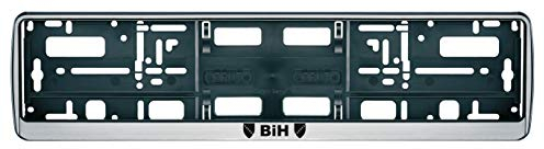 Auto Kennzeichenhalter in der Farbe Silber/Schwarz Nummernschildhalterung Auto, Nummernschildhalter BIH Bosnien Fahne Flagge Motiv Bild 2 Stück