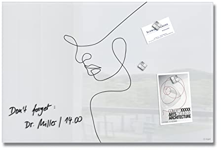 SIGEL GL395 Premium Glas-Magnettafel 60x40 cm, Line Art Woman - hochglänzend, TÜV geprüft, einfache Montage, Artverum