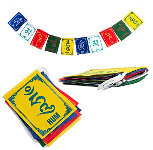 Tibetische Gebetsflaggen, Mini, handgefertigt in Nepal – Größe M (8,1 x 9,9 cm)